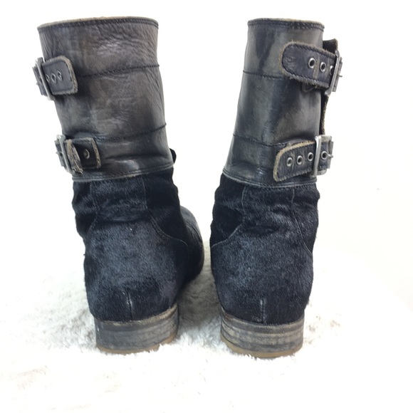 AllSaints Damisi Pony Hair Combat Boot Black 41 - Picture 7 of 16